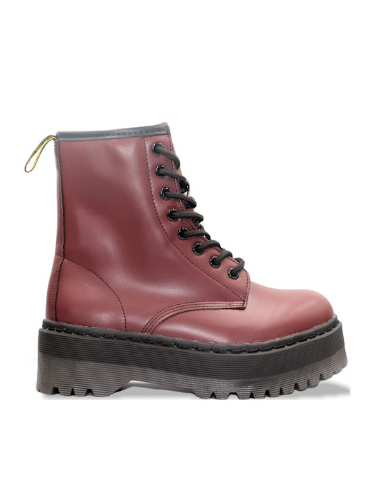 Women's Ankle Boots with Medium Heel Burgundy