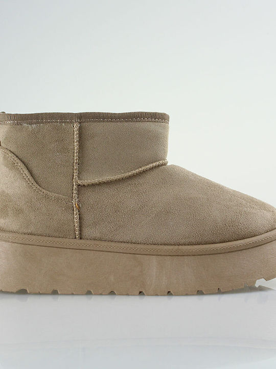 Stiefeletten Damen mit Pelz Beige