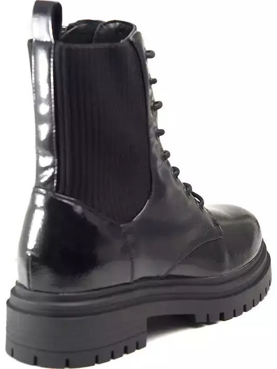 Stiefeletten Damen aus Lackleder Schwarz