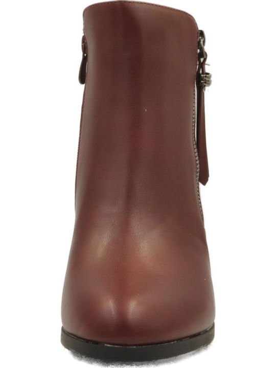 Women's Ankle Boots with Medium Heel Burgundy