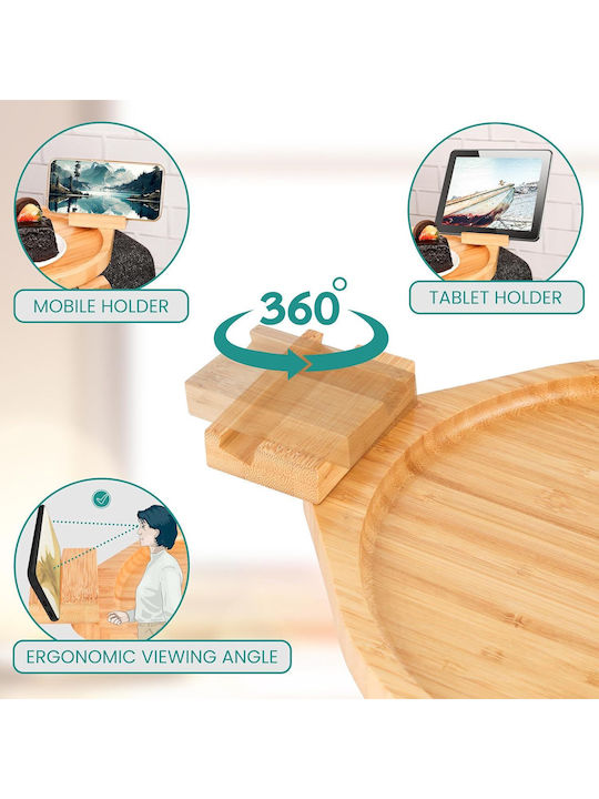 Belle Vous Bamboo Round Serving Tray Non-slip made of Bamboo in Brown Color 28x30cm 1pcs
