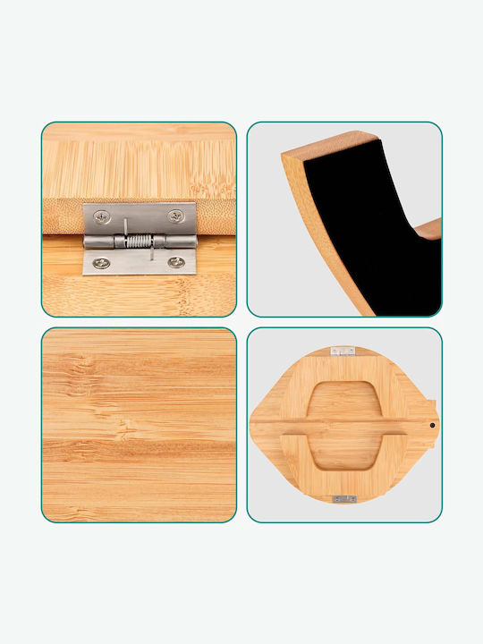 Belle Vous Bamboo Round Serving Tray Non-slip made of Bamboo in Brown Color 28x30cm 1pcs