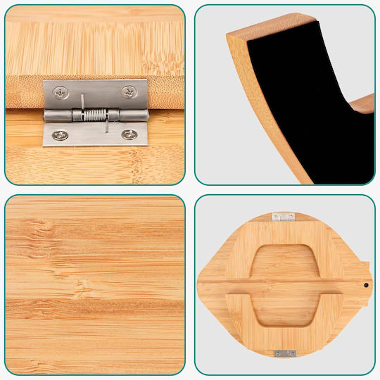 Belle Vous Bambus Rotund Tavă de Servire Antiderapant din Bamboo în Culoare Maro 28x30cm 1buc