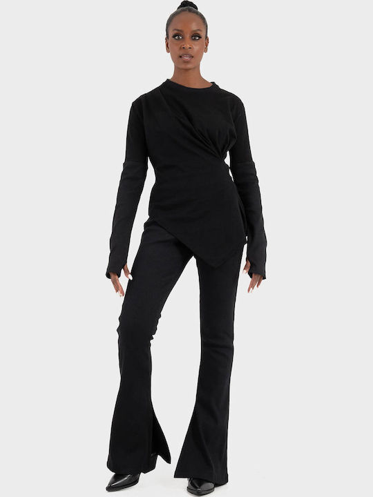 Women's Blouse Cotton Long Sleeve Black