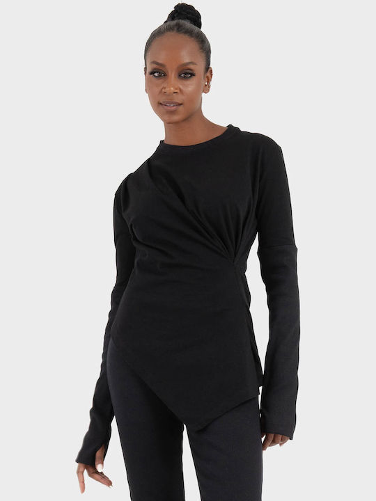 Women's Blouse Cotton Long Sleeve Black