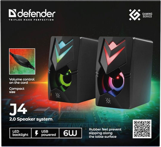 Defender J4 Ηχεία Υπολογιστή 2.0 με Ισχύ 6W Μαύρα