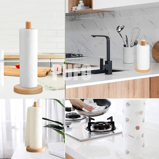 Wooden Paper Towel Holder Brown 12cm