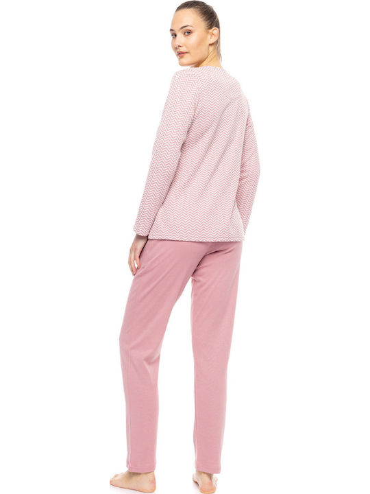 Pink Label Winter Damen Pyjama-Set Rosa