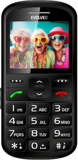 Evolveo EasyPhone XS Single SIM Мобилен Телефон с Големи Бутон Черен