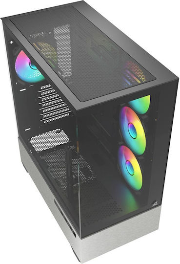 Sharkoon AK7 ARGB Gaming Midi Tower Κουτί Υπολογιστή με Πλαϊνό Παράθυρο Μαύρο