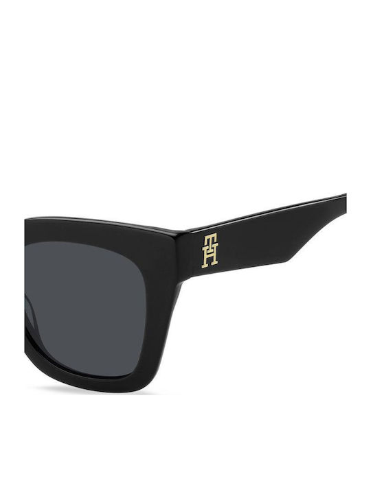 Tommy Hilfiger Women's Sunglasses with Black Horn-Rimmed Frame and Grey Lens TH2051/S 807/IR