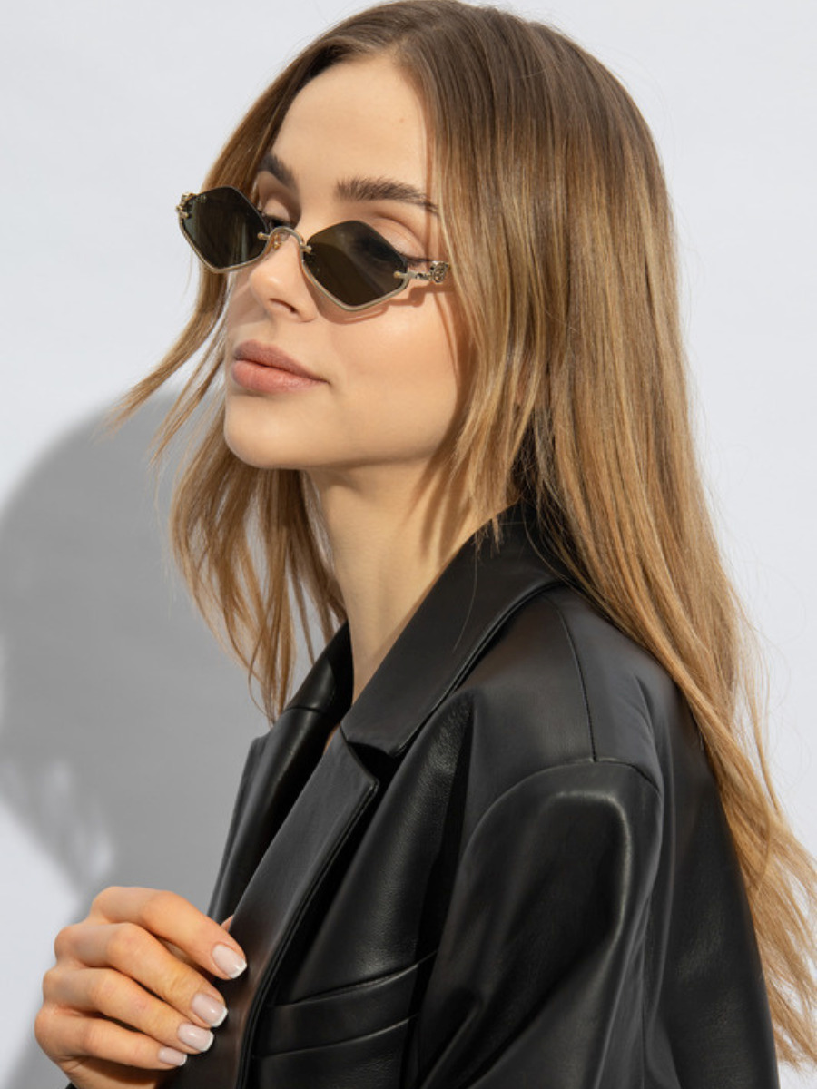 NEW Gucci GG1604S 002 Gold Brown Geometric Women Sunglasses GUCCI GG1604S 002 Gold Brown Lens Rimless Women Sunglasses  main image 4