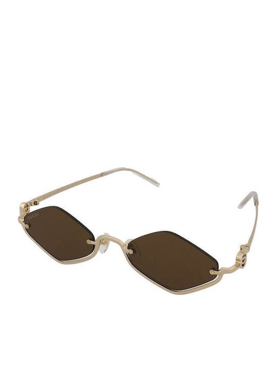 Gucci Unisex Ochelari de soare cu Auriu Cadru și Maro Lentilă GG1604S 002