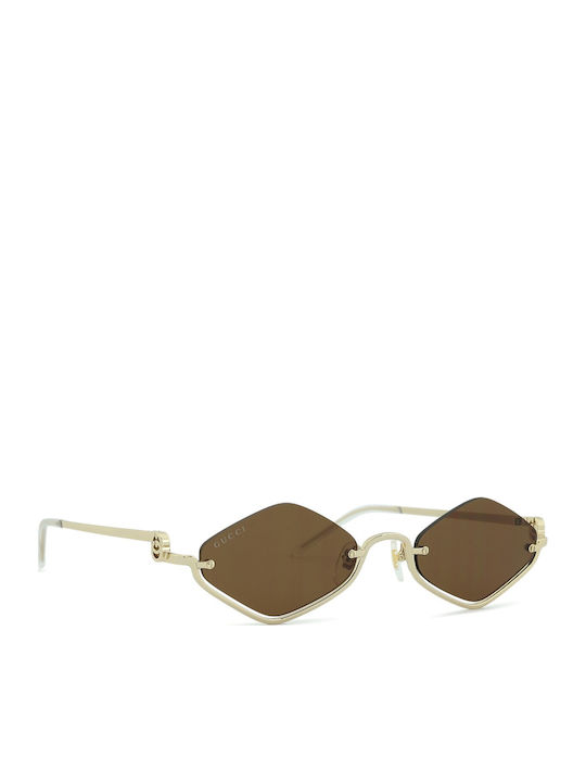 Gucci Unisex Ochelari de soare cu Auriu Cadru și Maro Lentilă GG1604S 002