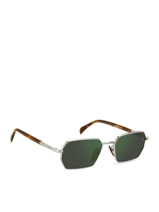David Beckham Men's Sunglasses with Silver Metal Frame and Green Lens DB 1174/S 8JD/MT