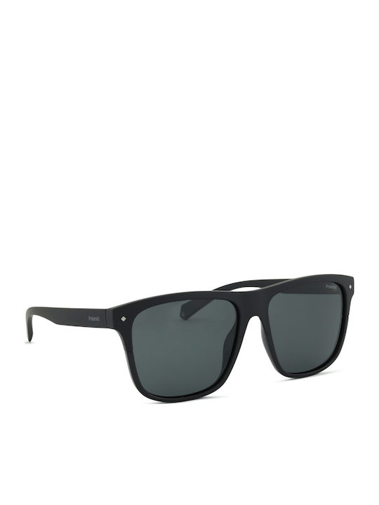 Polaroid Men's Sunglasses with Black Horn-Rimmed Frame and Grey Polarized Lens PLD6041/S 807/M9