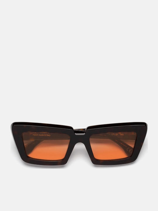 Retrosuperfuture Unisex Sonnenbrille mit Braun Schildkröte Kunststoff Gestell und Grün Linse GIARDINO-VK2