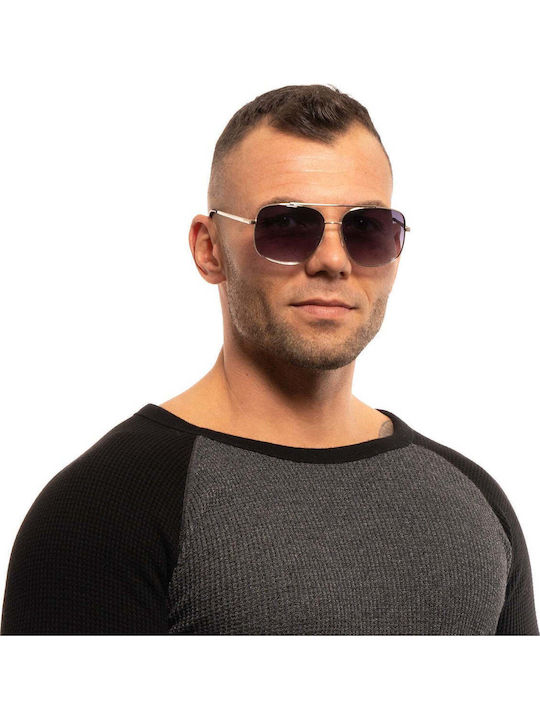 Guess Men's Sunglasses with Silver Metallic Frame and Grey Gradient Lenses GF0207 10B