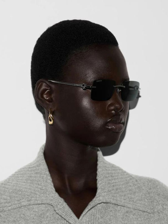 Gucci Unisex Sunglasses with Silver Metal Frame and Blue Lens GG1703S 003