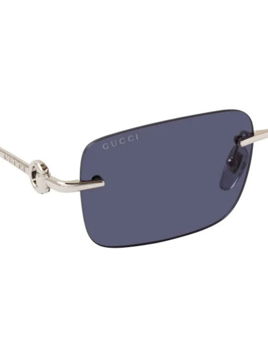 Gucci Unisex Sunglasses with Silver Metal Frame and Blue Lens GG1703S 003