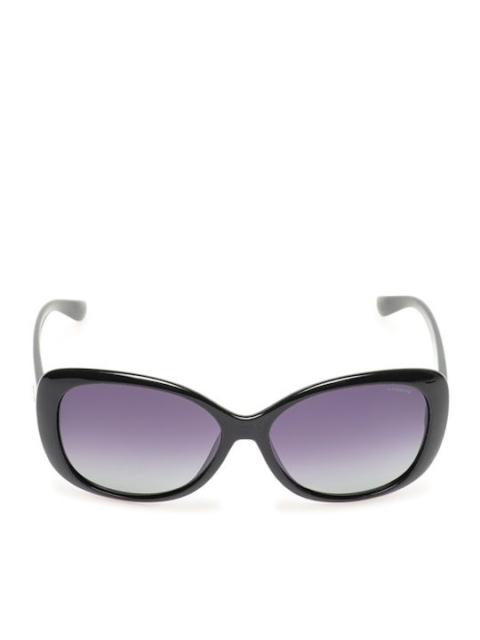 Polaroid Damen Sonnenbrille mit Schwarz Kunststoff Gestell und Schwarz Verlaufsfarbe Polarisiert Linse P8317 KIH/IX
