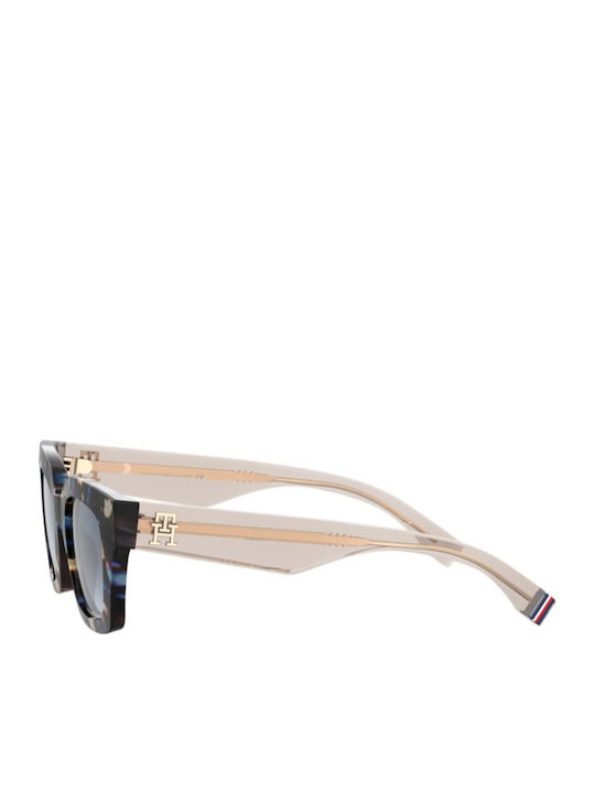 Tommy Hilfiger Women’s Sunglasses with Brown Tartaruga Horn-Rimmed Frame and Blue Gradient Lens TH2052/S 1ZN/08