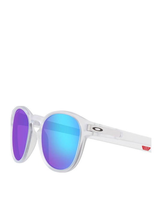 Oakley Latch Herren Sonnenbrille mit Weiß Kunststoff Gestell und Blau Polarisiert Spiegel Linse OO9265-65