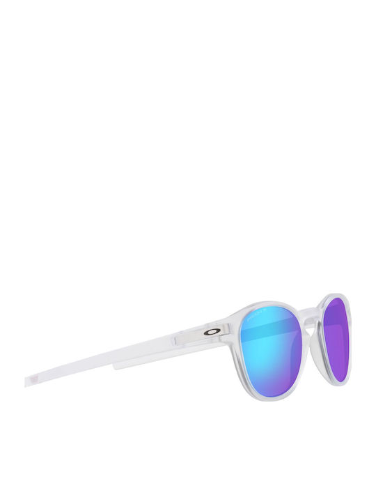 Oakley Latch Herren Sonnenbrille mit Weiß Kunststoff Gestell und Blau Polarisiert Spiegel Linse OO9265-65