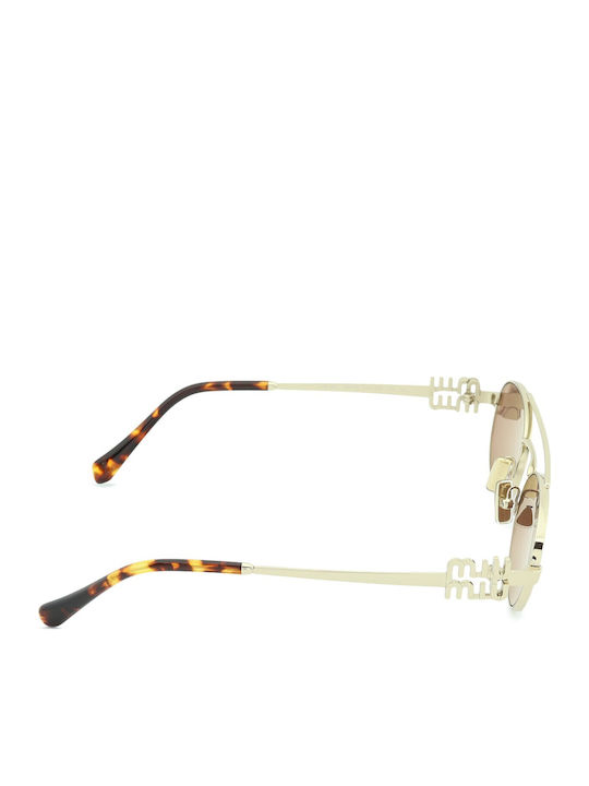 Unisex Sonnenbrillen mit Gold Metallischer Rahmen und Braune Spiegel Gläser