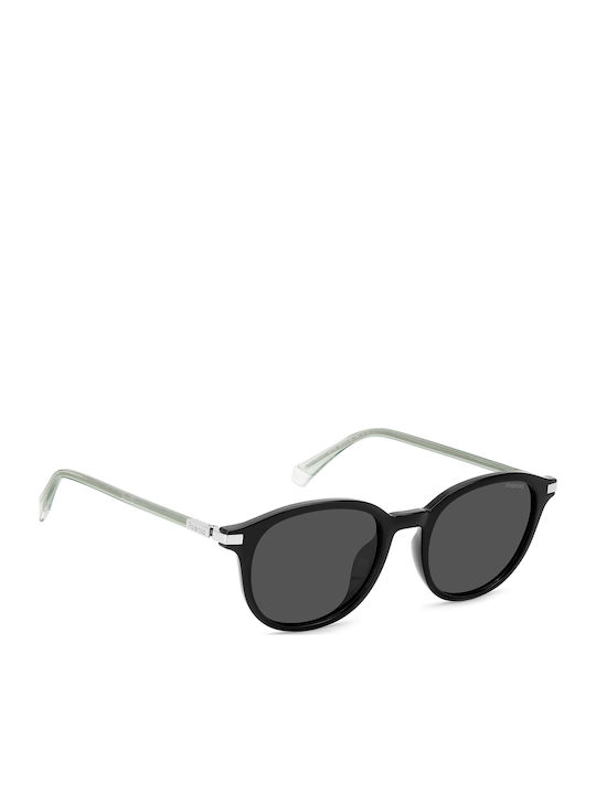Polaroid Unisex Sunglasses With Black Horn-Rimmed Frame And Grey Polarized Lens PLD4148/G/S/X 807/M9