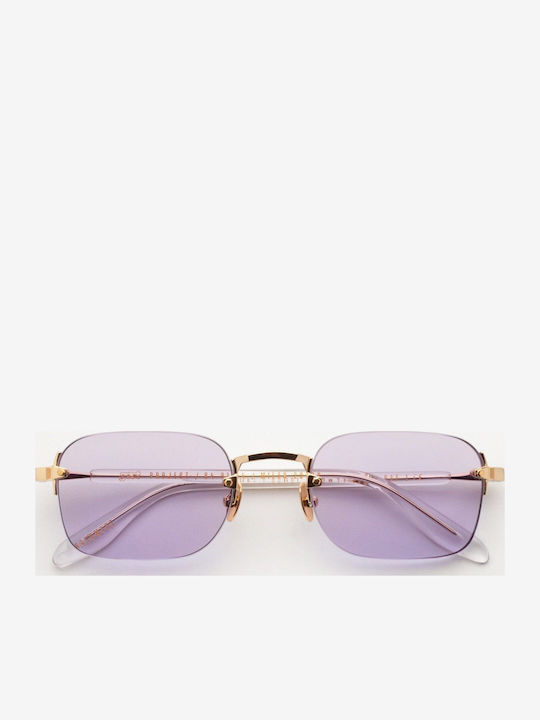 Gast Domsa Unisex Sunglasses with Gold Metal Frame and Purple Lens