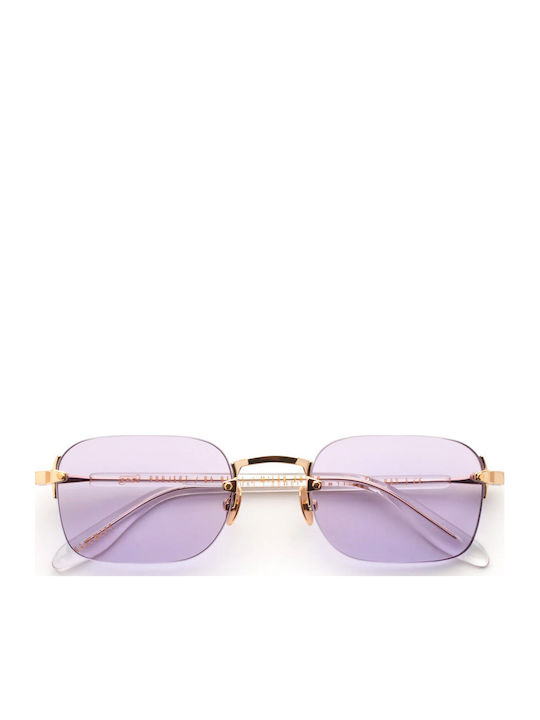 Gast Domsa Unisex Sunglasses with Gold Metal Frame and Purple Lens