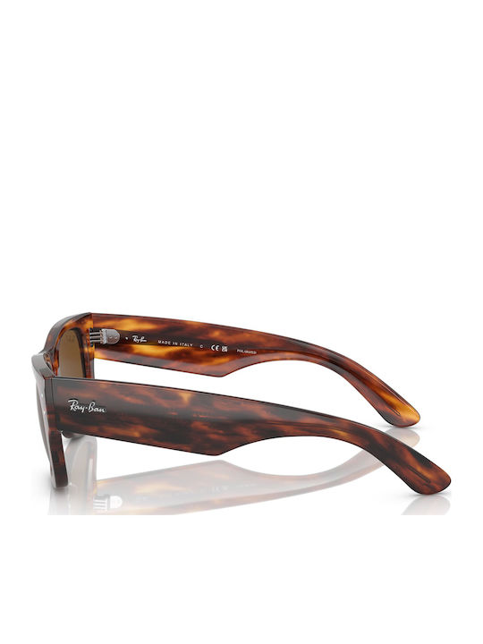 Ray Ban Mega Wayfarer Унисекс Слънчеви Очила с Кафяв Костенурков Пластмасов Рам и Кафяви Поляризирани Лещи