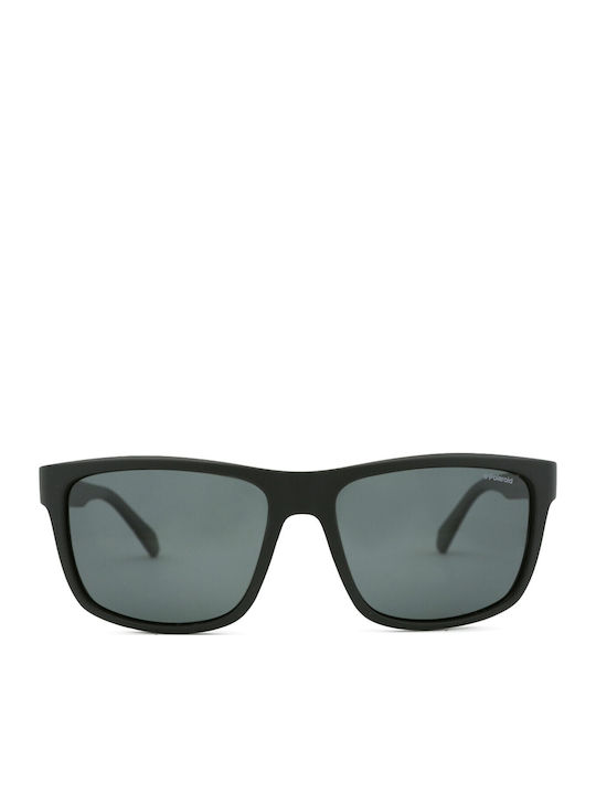 Polaroid Men's Sunglasses with Black Horn-Rimmed Frame and Grey Polarized Lens PLD2058/S 003/M9