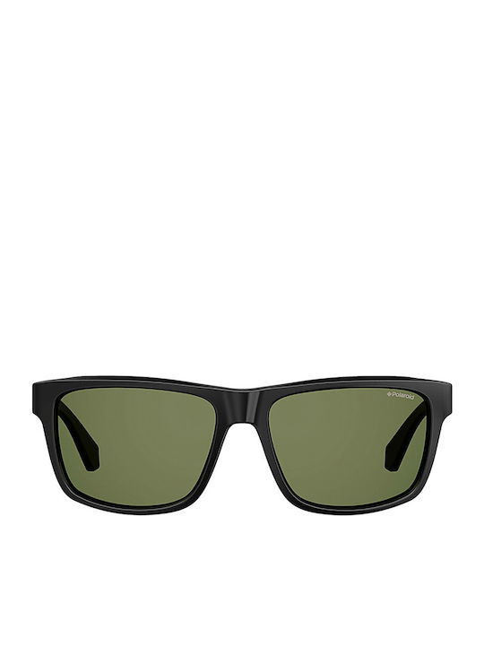 Polaroid Men's Sunglasses with Black Horn-Rimmed Frame and Grey Polarized Lens PLD2058/S 003/M9