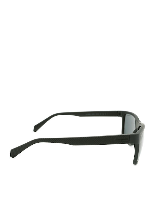Polaroid Men's Sunglasses with Black Horn-Rimmed Frame and Grey Polarized Lens PLD2058/S 003/M9