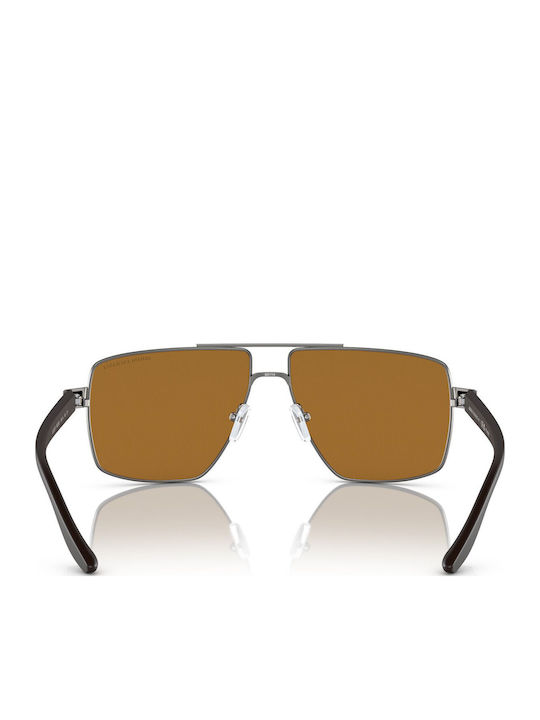 Armani Exchange Men's Sunglasses with Gray Metal Frame and Brown Polarized Lens