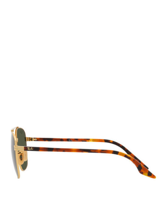 Ray Ban Унисекс Слънчеви Очила с Златен Метален Рамка и Зелени Стъкла RB3688 001/31