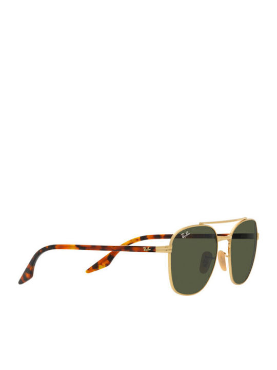 Ray Ban Унисекс Слънчеви Очила с Златен Метален Рамка и Зелени Стъкла RB3688 001/31