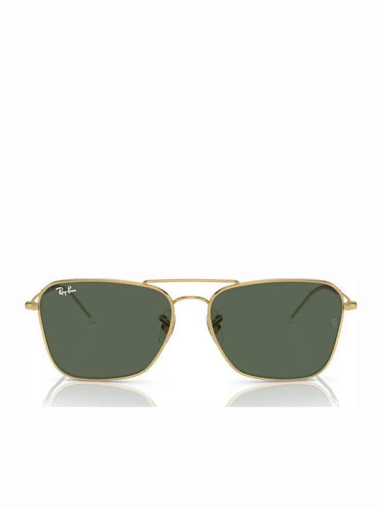 Ray Ban Caravan Reverse Unisex Γυαλιά Ηλίου με Χρυσό Μεταλλικό Σκελετό και Πράσινο Φακό RB0102 001/VR