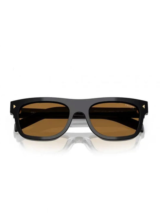 Prada Unisex Γυαλιά Ηλίου με Μαύρο Κοκκάλινο Σκελετό και Καφέ Φακό