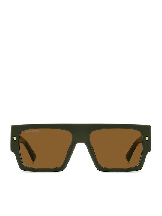 Dsquared2 Unisex Γυαλιά Ηλίου με Πράσινο Κοκκάλινο Σκελετό και Καφέ Φακό D2 0165/S 1ED/70