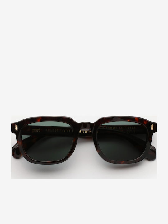 Gast Maven Men's Sunglasses with Brown Tartaruga Plastic Frame and Green Lens