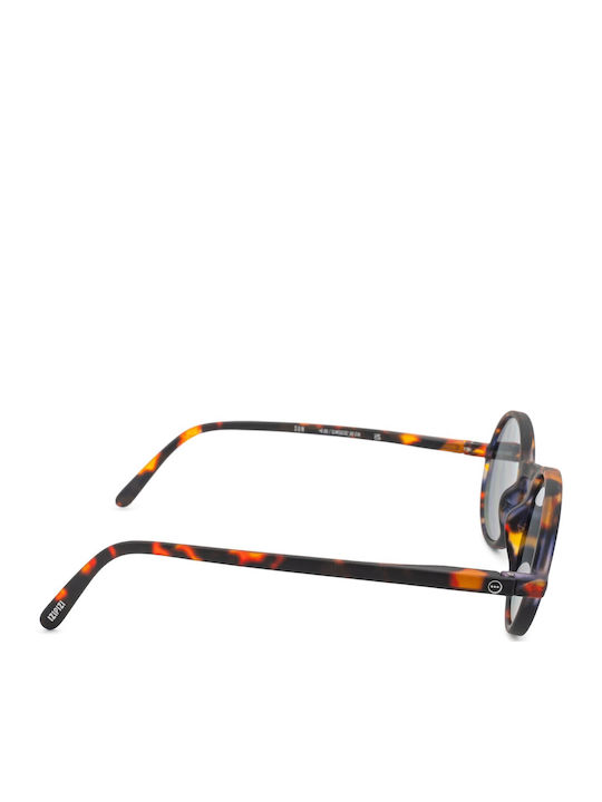 Izipizi #G Unisex Sunglasses with Brown Tartaruga Plastic Frame and Black Lens