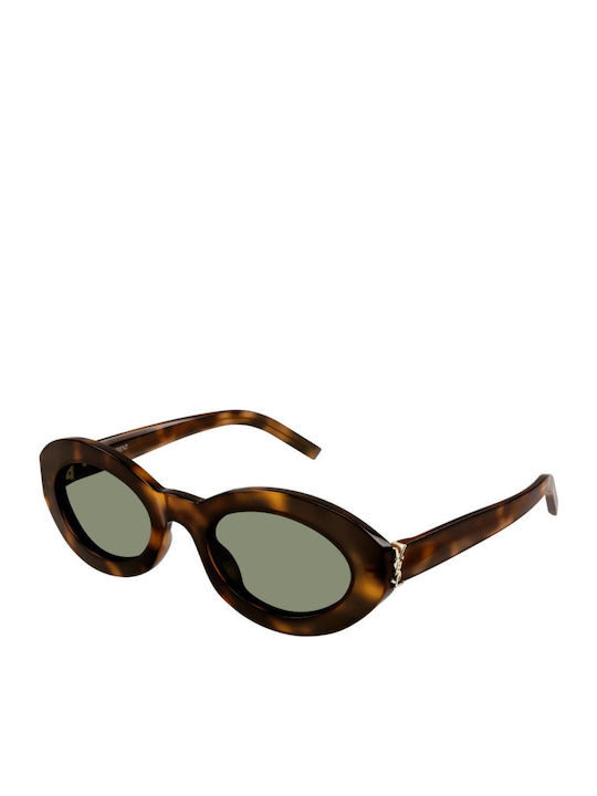 Ysl Feminini Ochelari de soare cu Maro Tortoise Cadru și Verde Lentilă