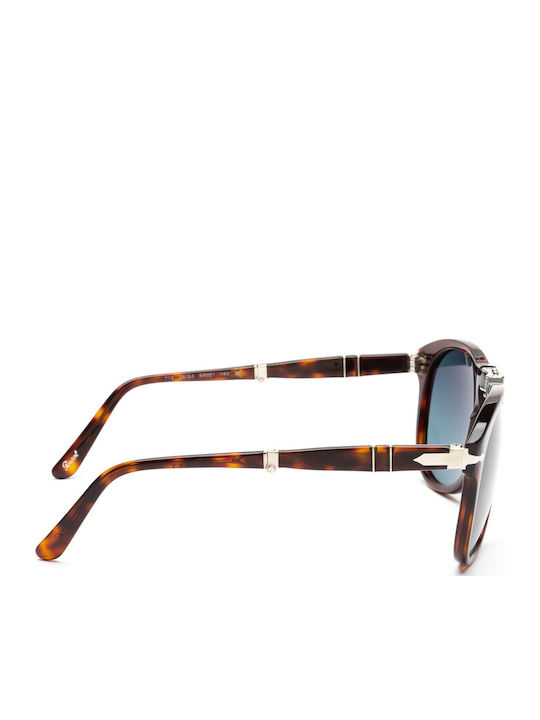 Persol Steve McQueen Мъжки Слънчеви Очила с Кафяв Костенурков Пластмасов Рамка и Сив Преливащ Лещи PO0714SM 24/S3