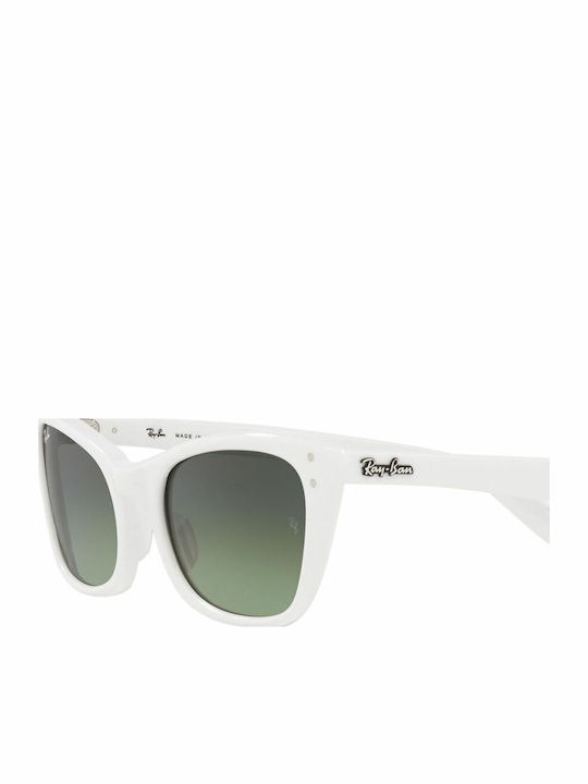 Ray Ban Lady Burbank Women's Sunglasses with White Plastic Frame and Green Gradient Lens RB2299 975/BH