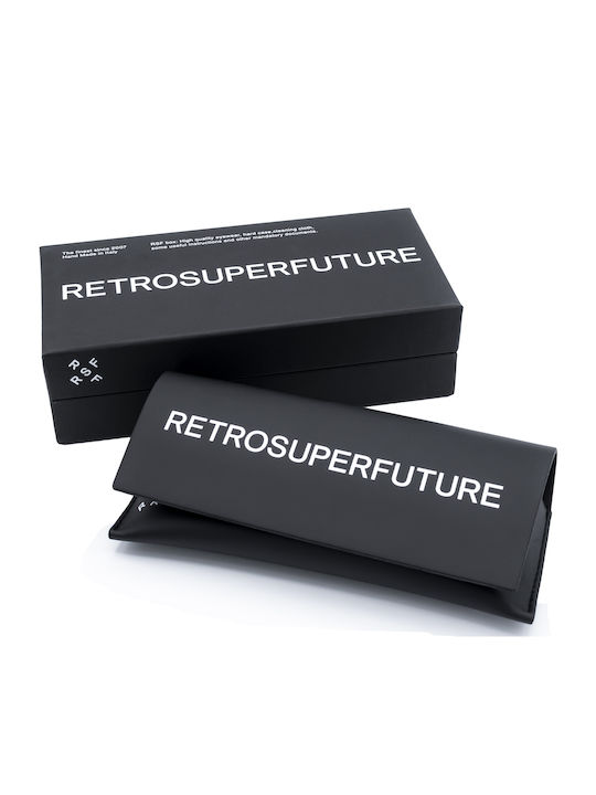 Retrosuperfuture 1968 Unisex Sunglasses with Black Plastic Frame and Orange Lens