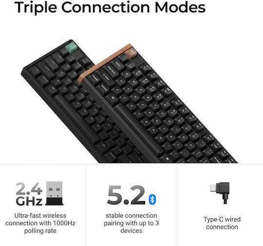 Keychron K10 HE K10H-F1 Fără fir Efect Hall Gaming Tastatură cu Magnetic comutatoare și iluminare RGB (Engleză US)