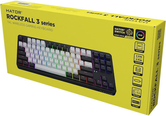 HATOR Rockfall 3 Ασύρματο Gaming Μηχανικό Πληκτρολόγιο Tenkeyless με Hator Aurum Orange διακόπτες και RGB φωτισμό (Αγγλικό US)